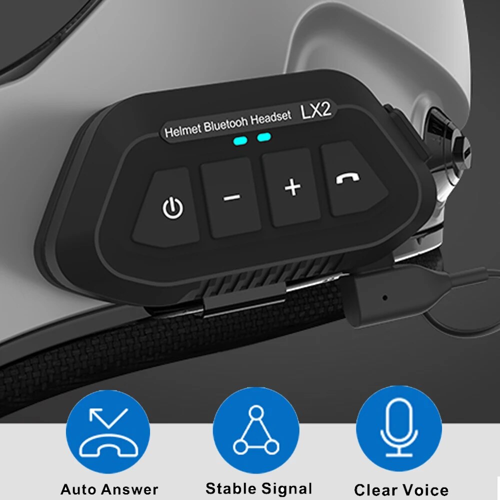 Full Face Motorcycle Helmet With Bluetooth - 1200mAh casco Moto auricolare Wireless BT