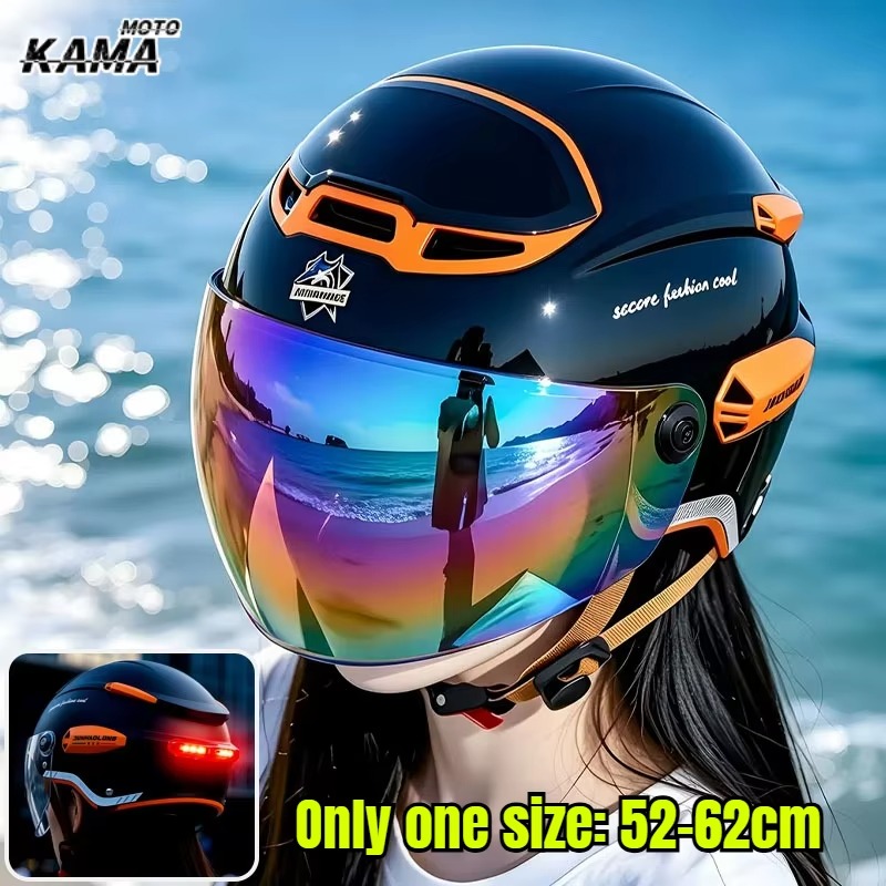 Dual Visor Motorcycle Racing Helmet - Casco Moto Vintage Estivo Regolabile con