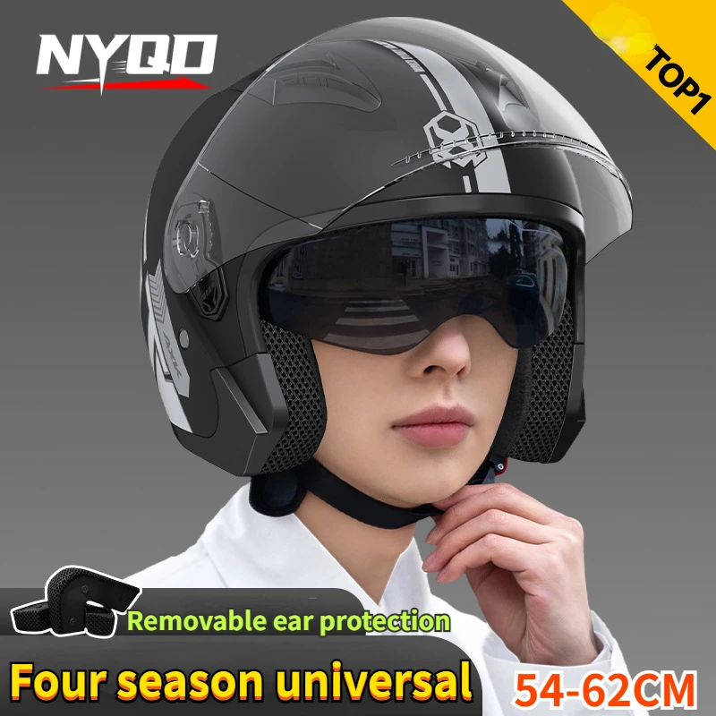 3/4 caschi moto retrò open fac - Dual Visor Motorcycle Racing Helmet recensione e prezzo